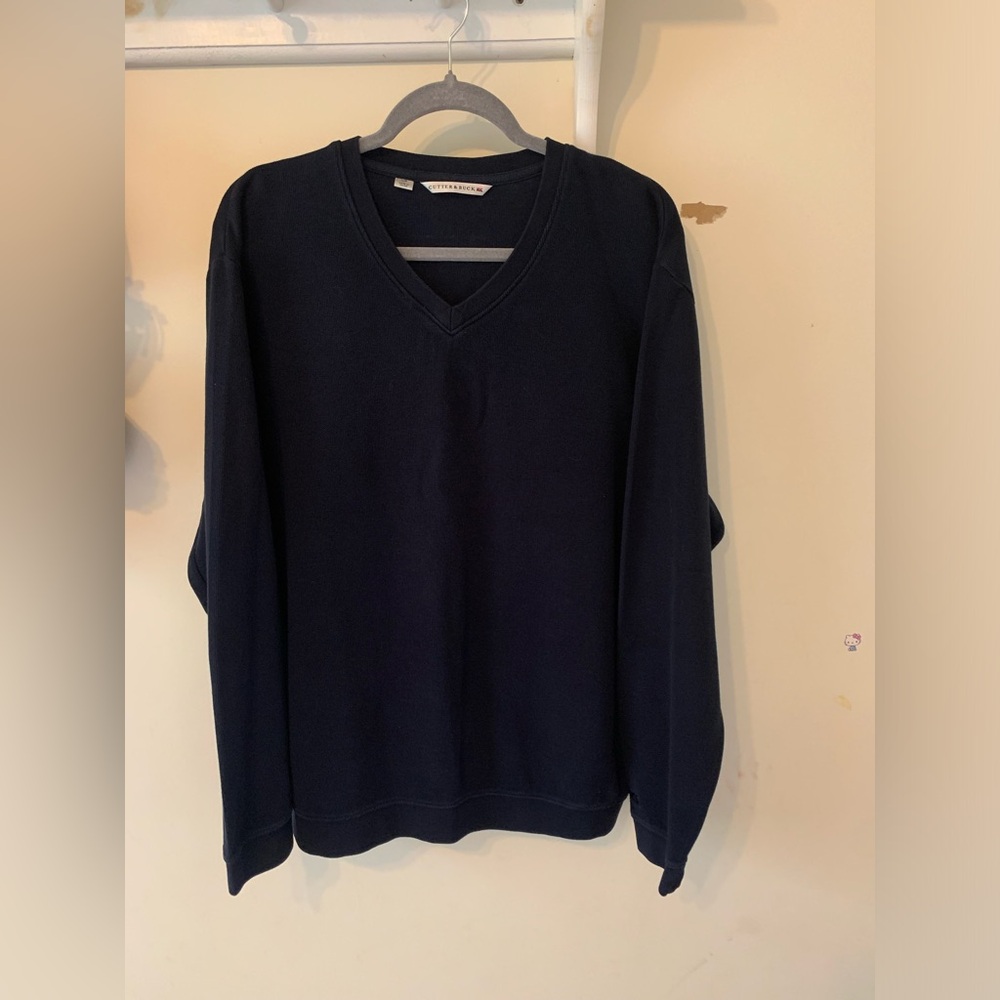 Cutter & Buck Pima Cotton V-Neck Black Pullover Sweater size L